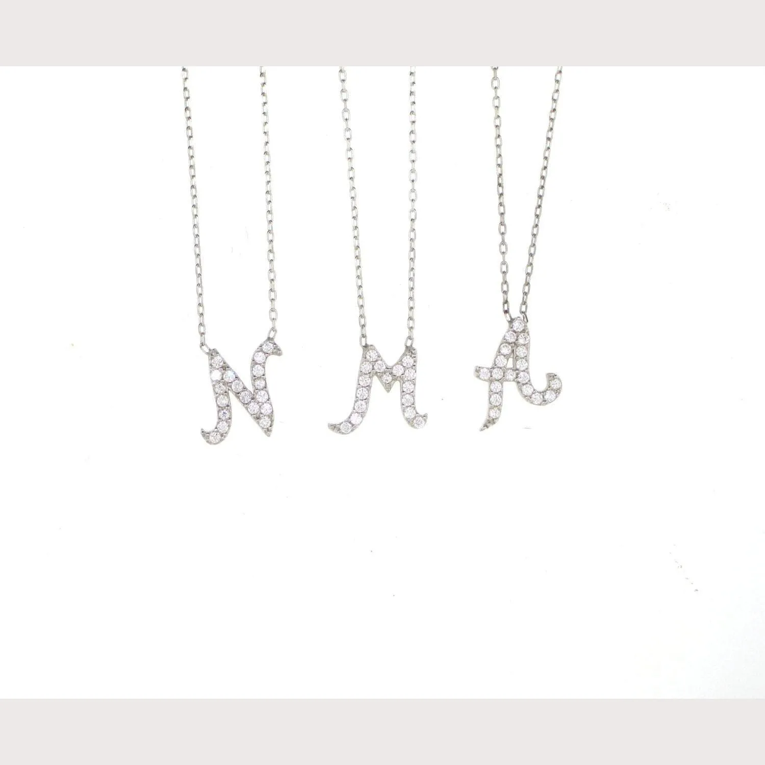 Pave (N) Initial Necklace