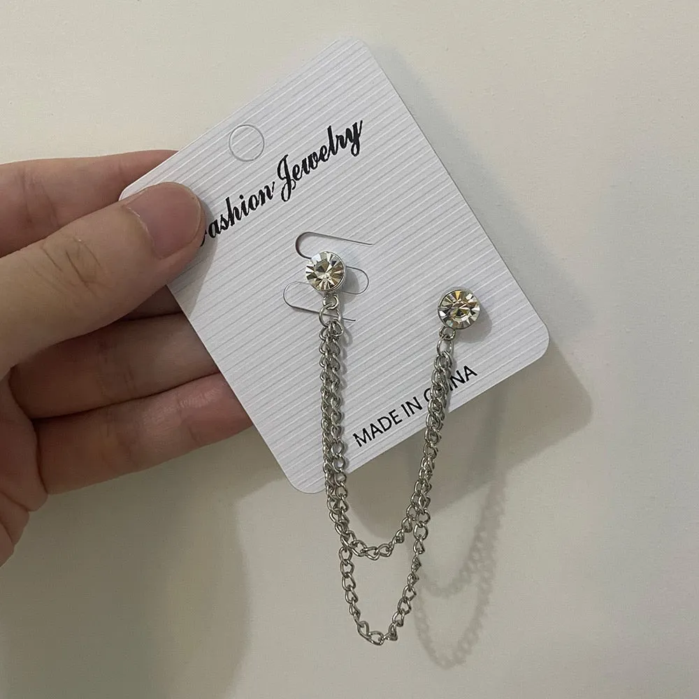 PEARL RHINESTONE MEN WOMEN JEWELRY PINS BROOCHES SHIRT BLOUSE TASSEL LAPEL PINS COLLAR NEEDLE METAL CHAIN BROOCHES ACCESSORIES