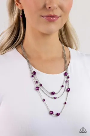 Pearlicious Pop - Purple - Pearl Tiered Chain Paparazzi Short Necklace