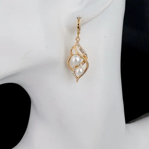Pearls Drop Gold/Silver Earrings