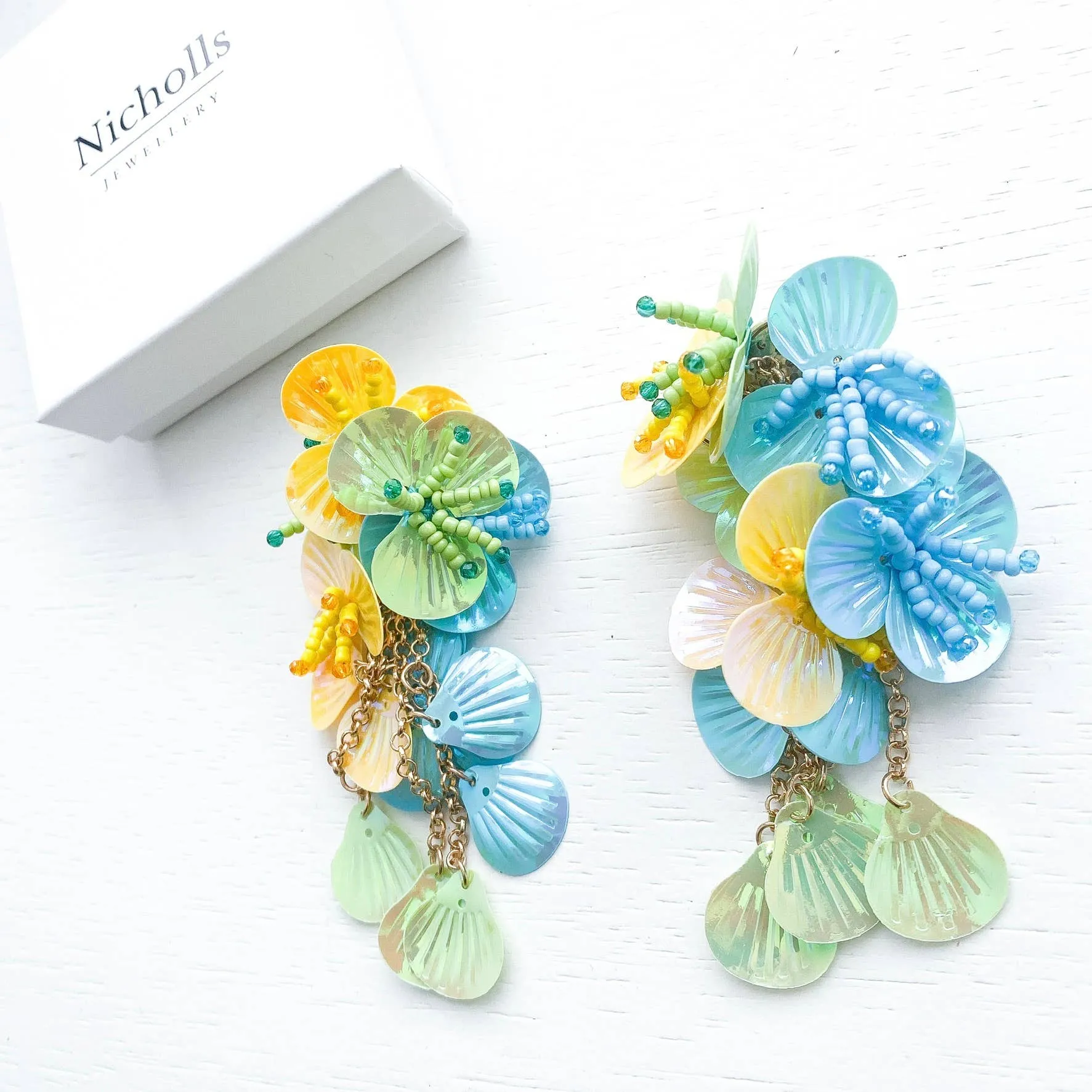 Petal Cascade Drop Statement Earrings