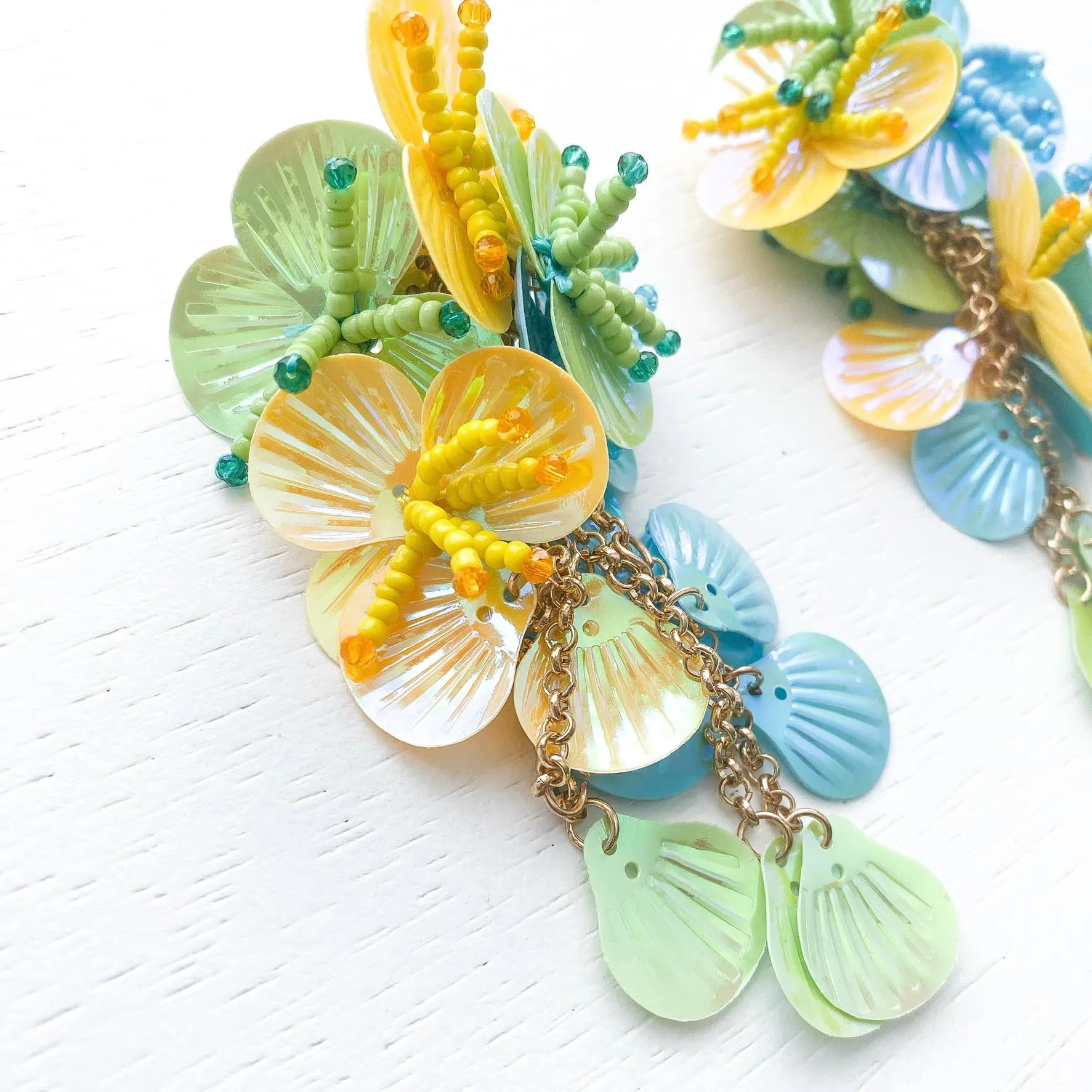 Petal Cascade Drop Statement Earrings