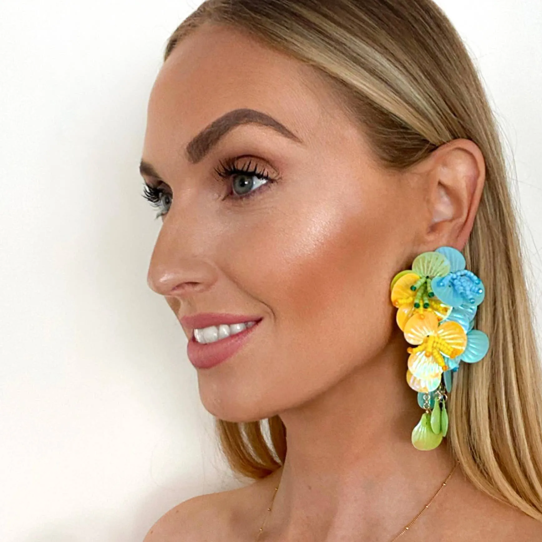 Petal Cascade Drop Statement Earrings