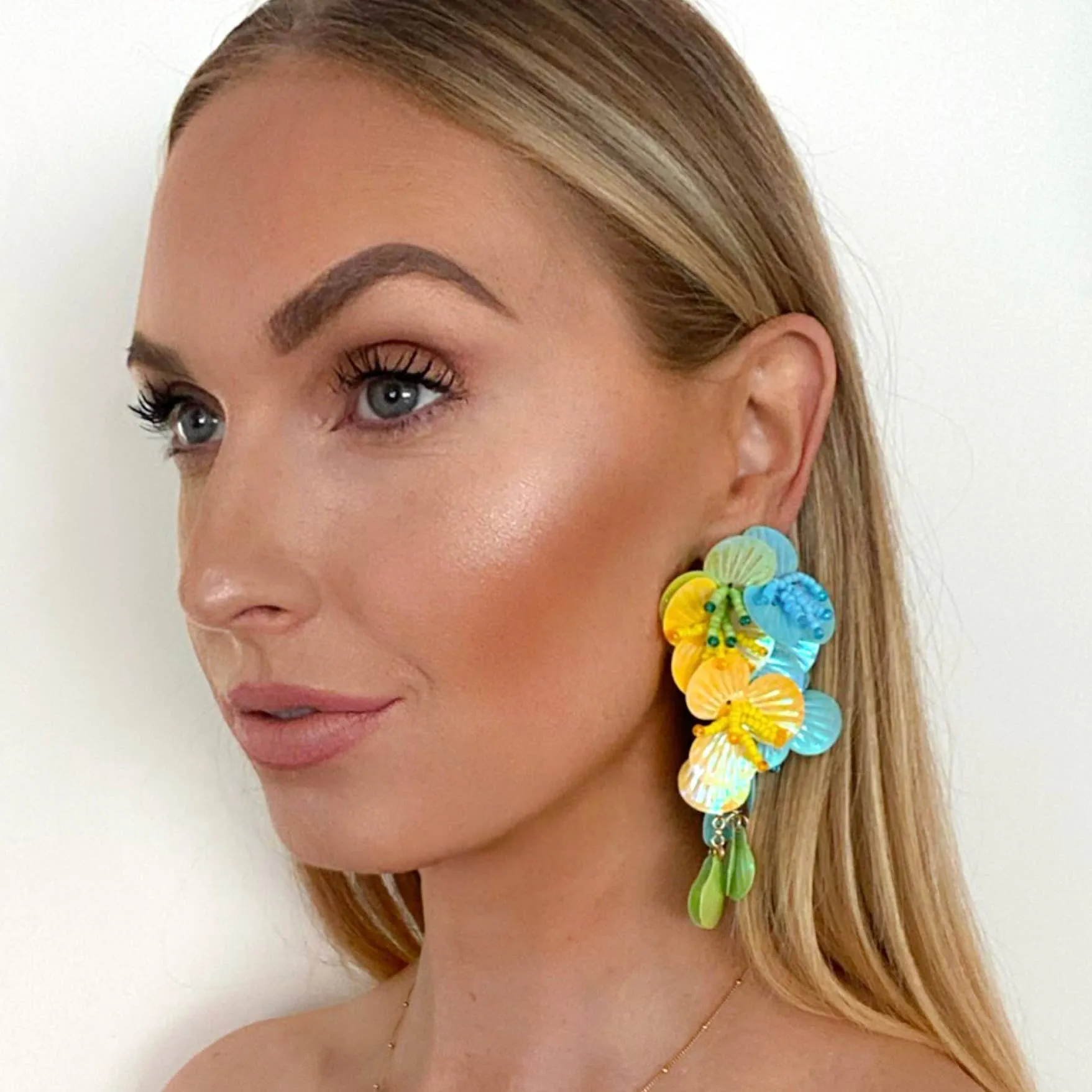 Petal Cascade Drop Statement Earrings