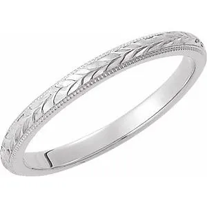 Platinum 2 mm Design-Engraved Band Size 5