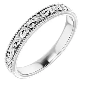 Platinum 3.2 mm Scroll Band Size 7