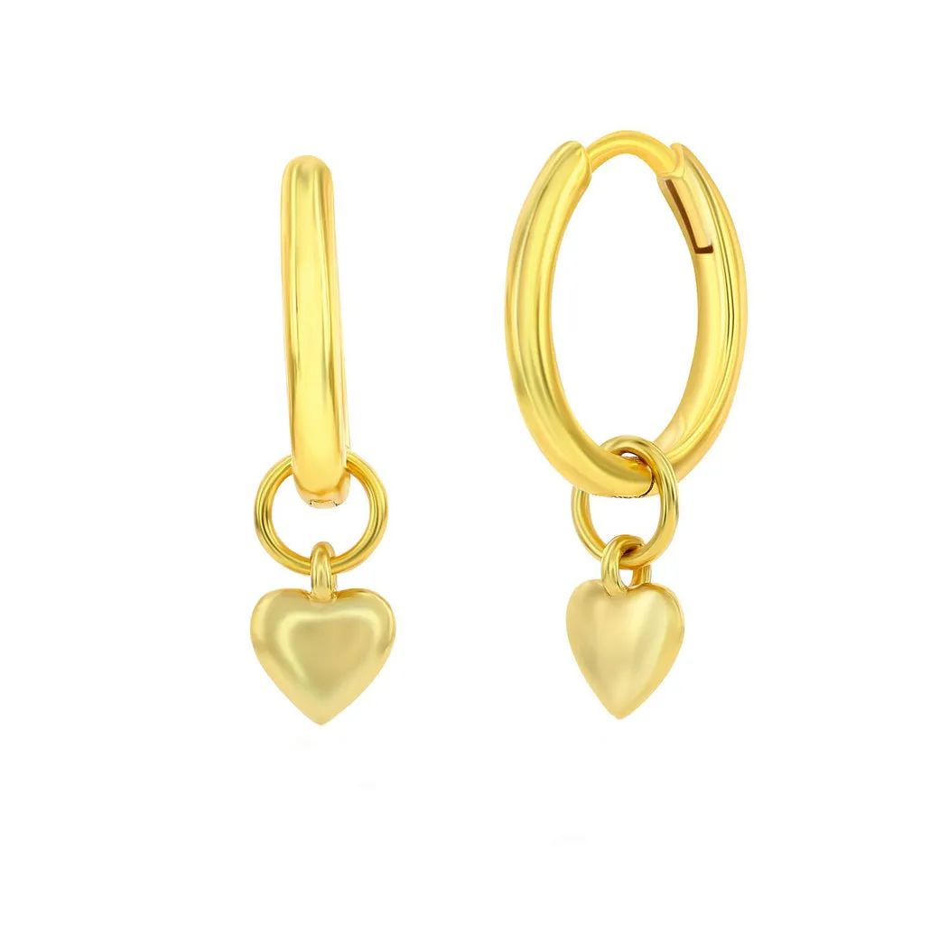 Polished Heart Charm Huggie Earrings