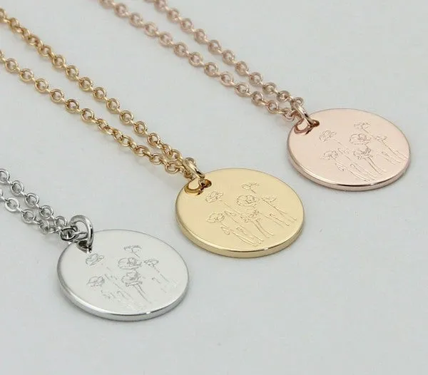 Poppy Flower Pendant Necklace