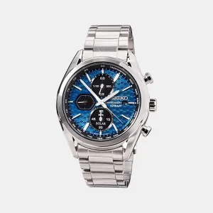 Presage Men Solar Blue Dial Chronograph Stainless Steel Watch SSC801P1