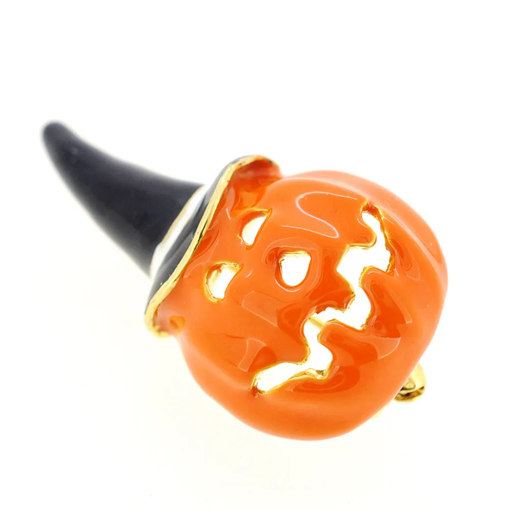 Pumpkin With Black Hat Halloween Pin Brooch And Pendant
