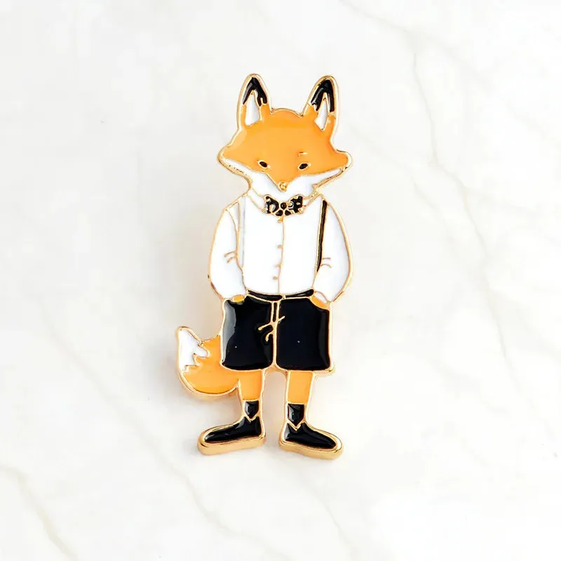 QIHE JEWELRY Pins and Bbrooches Rabbit/Fox/Cat Couple Enamel Pin Badges Hat Backpack Accessories Lovers Jewelry Gift for Lover