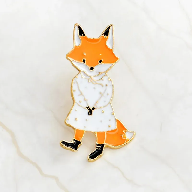 QIHE JEWELRY Pins and Bbrooches Rabbit/Fox/Cat Couple Enamel Pin Badges Hat Backpack Accessories Lovers Jewelry Gift for Lover