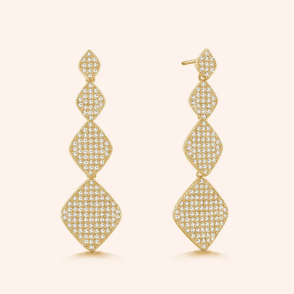 "Princess Glitz" 3.2 ctw Micro-Pave Stations Drop Earrings