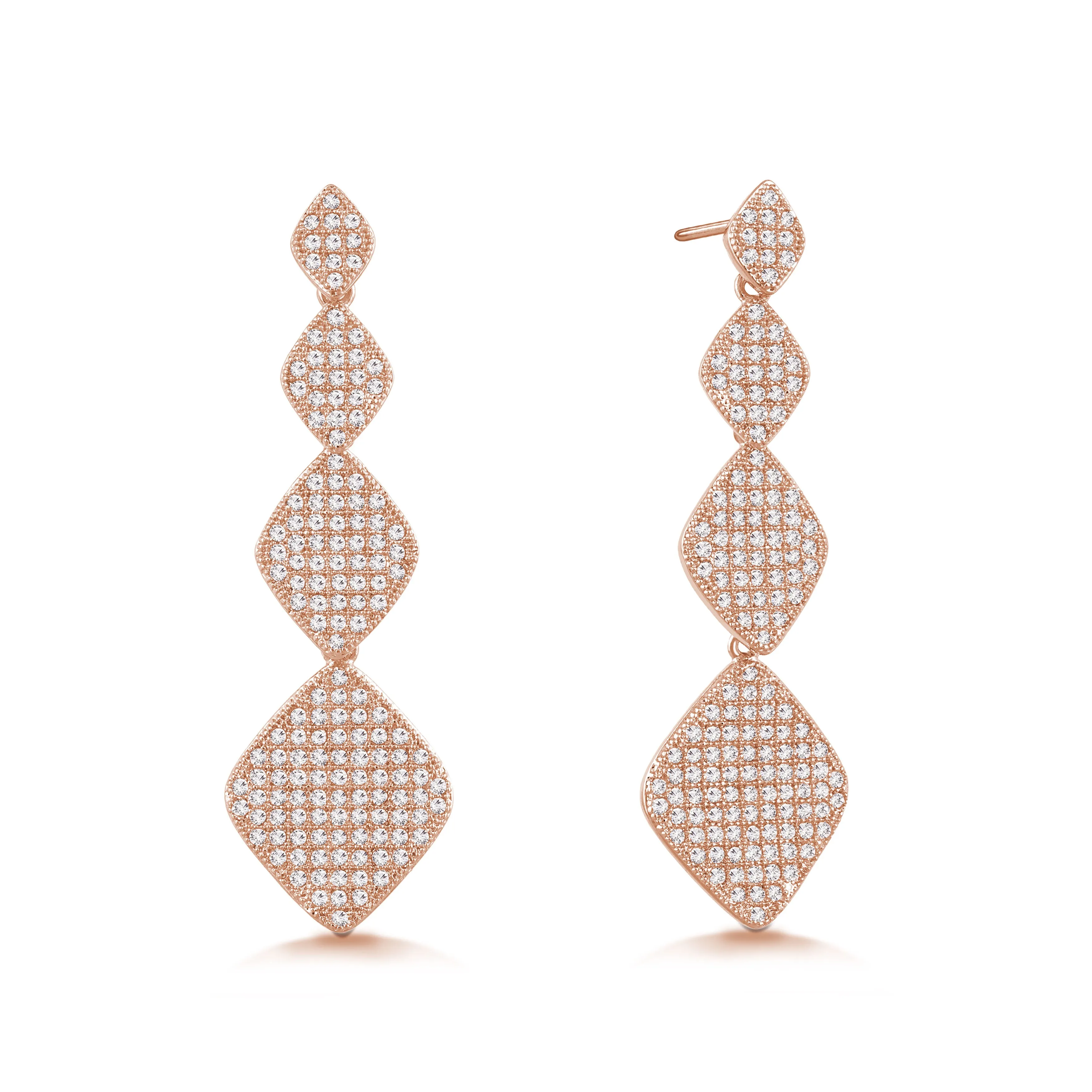 "Princess Glitz" 3.2 ctw Micro-Pave Stations Drop Earrings