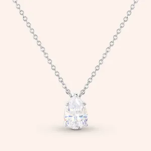 "Real Glam" 2.98CTW Pear Cut Pendant Necklace