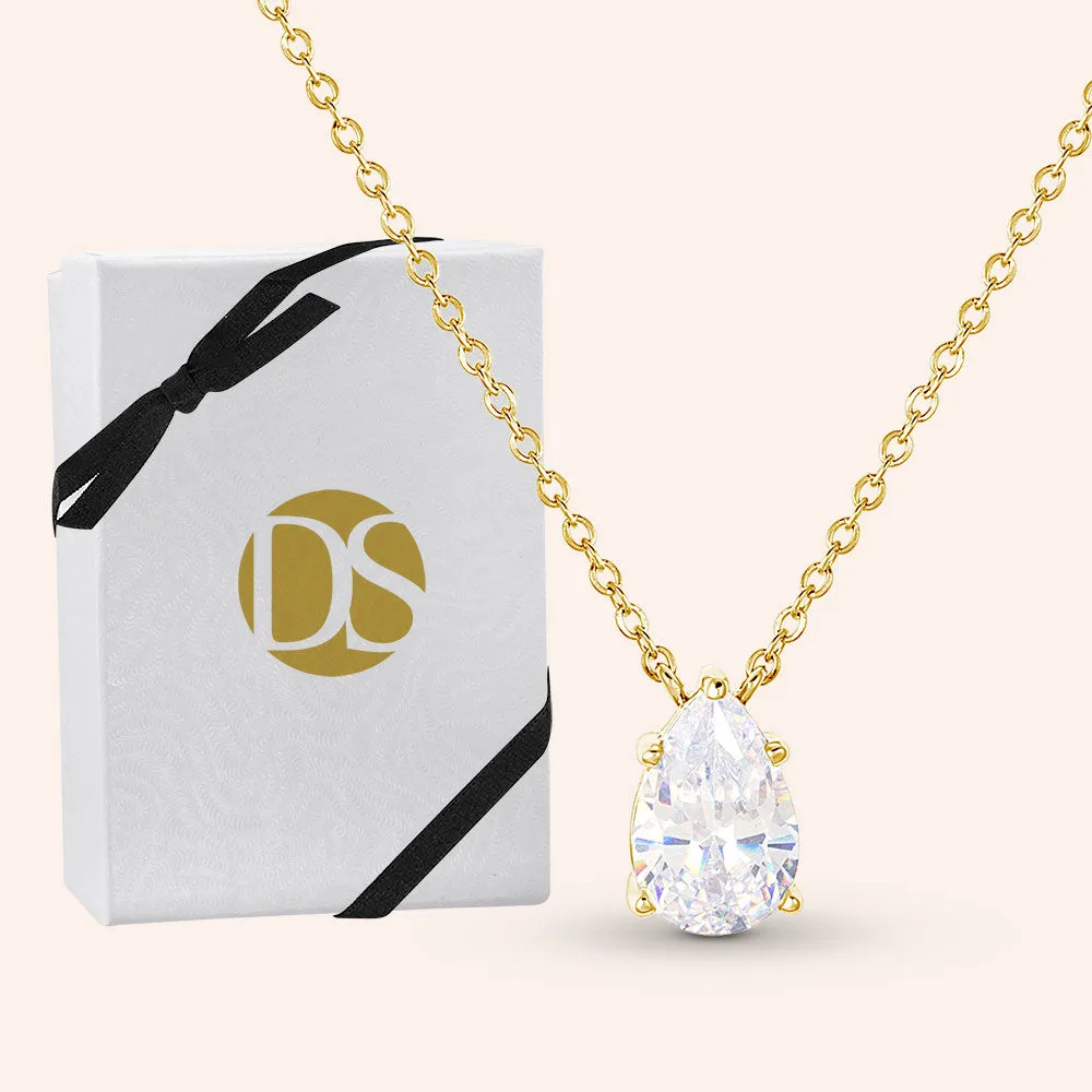 "Real Glam" 2.98CTW Pear Cut Pendant Necklace