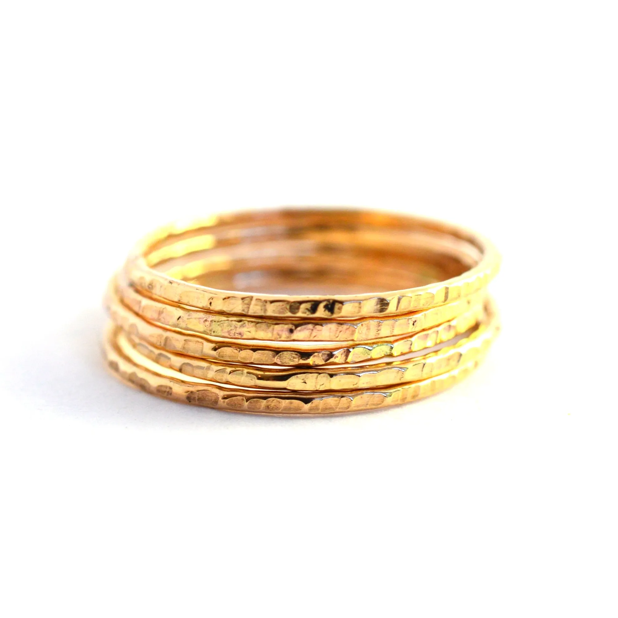"Tree Bark" Gold Fill Stacking Ring - Set of 3