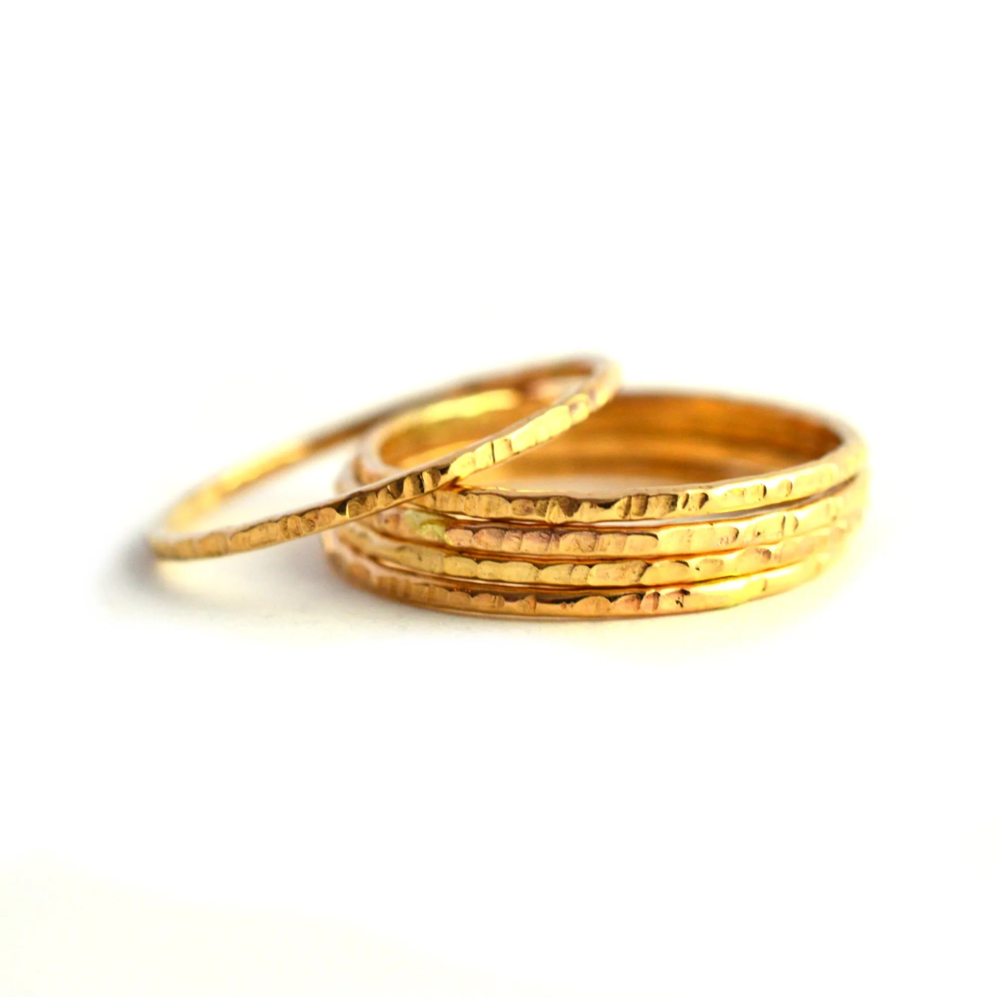 "Tree Bark" Gold Fill Stacking Ring - Set of 3