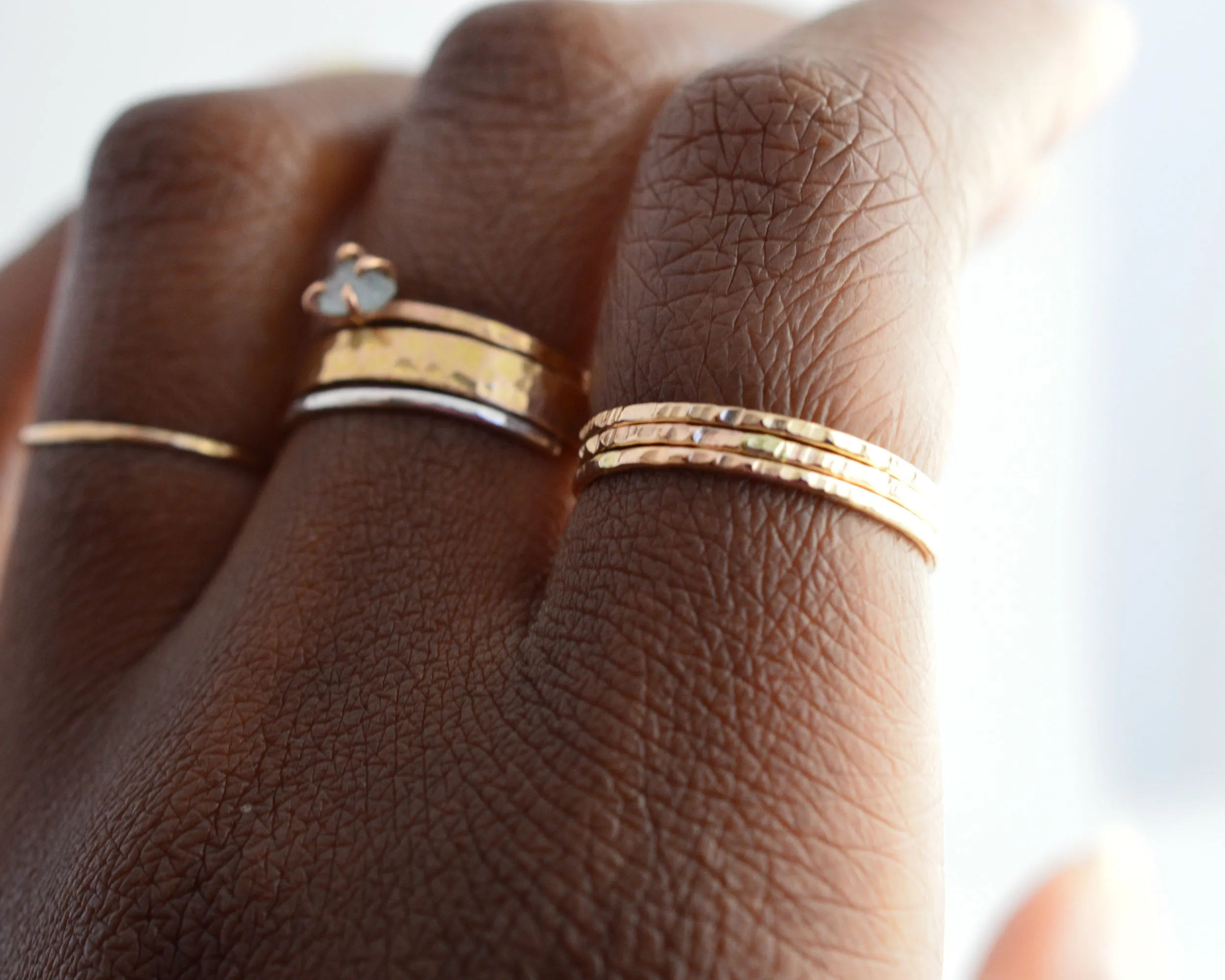 "Tree Bark" Gold Fill Stacking Ring - Set of 3