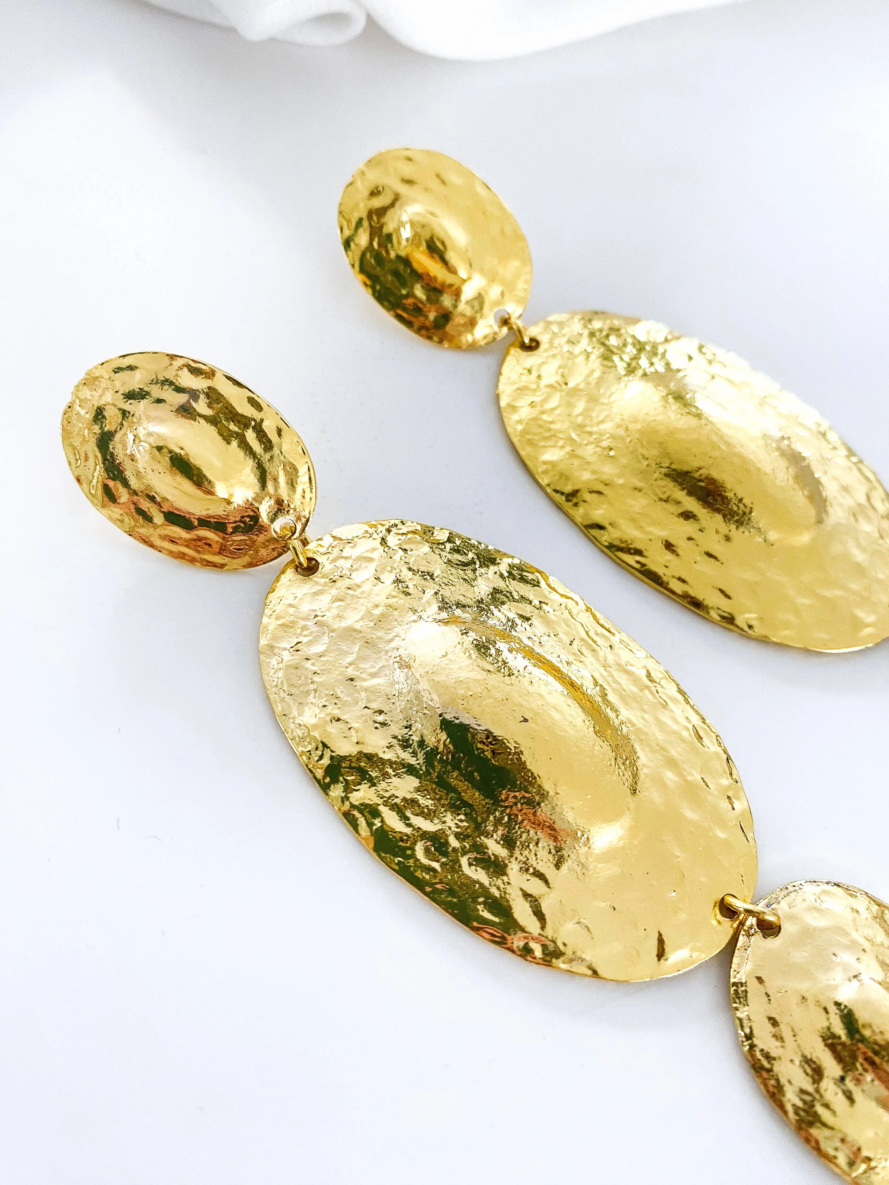 Radiant Disc Droplets Statement Gold Earrings