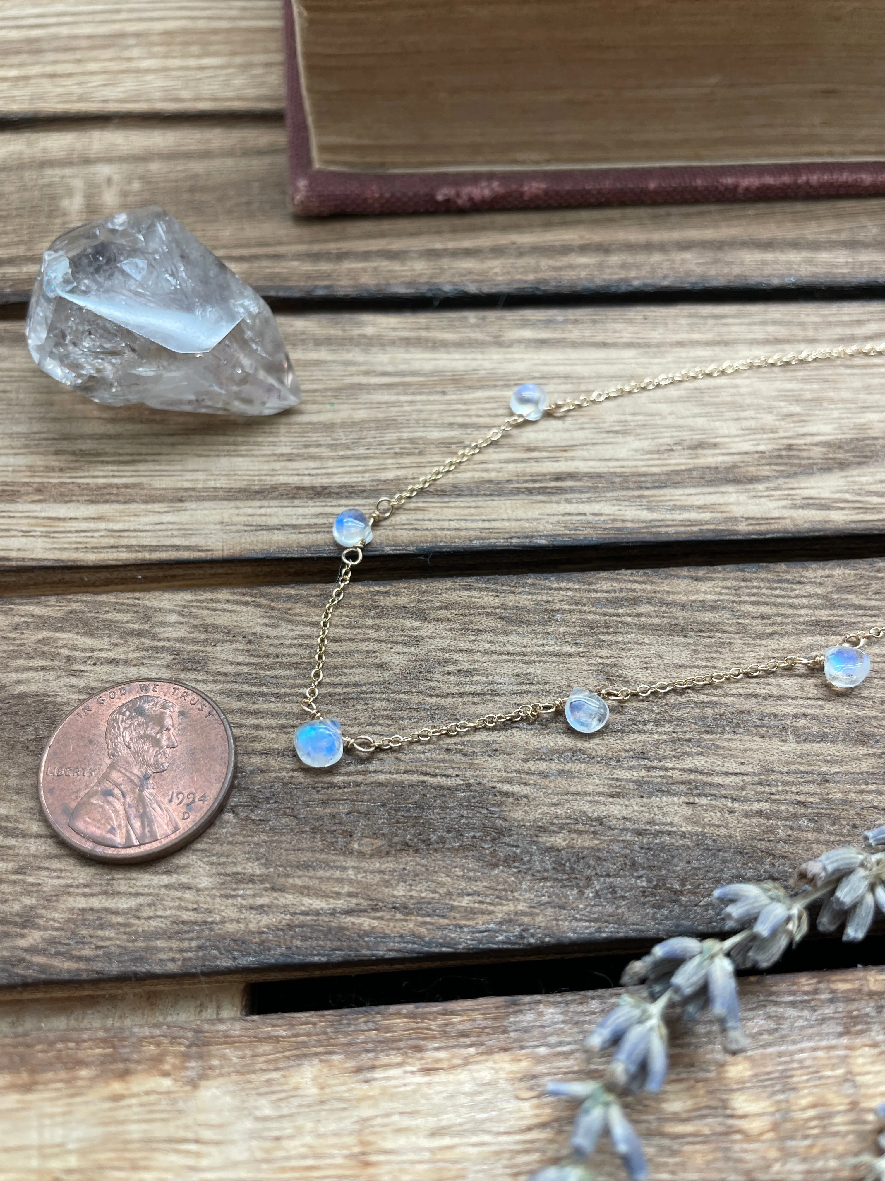 Rainbow Moonstone 14k Gold Fill Necklace