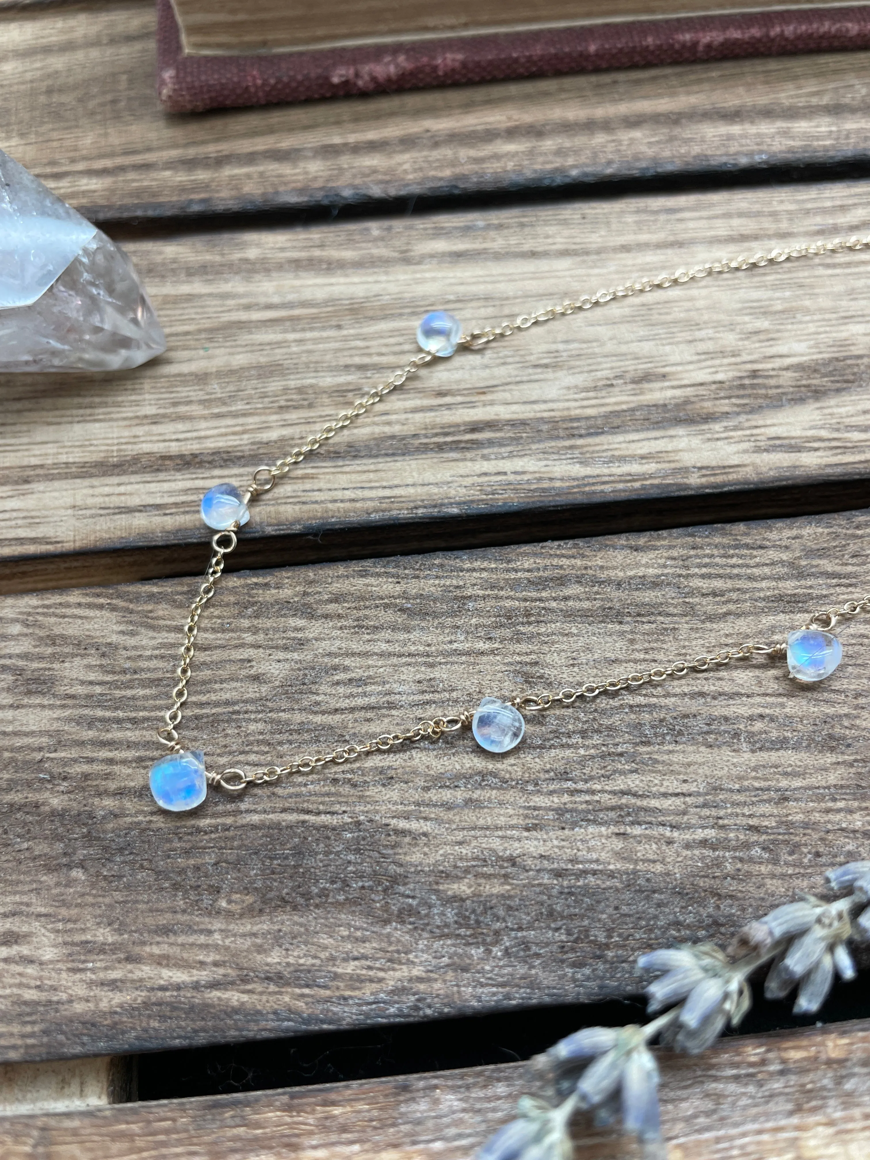 Rainbow Moonstone 14k Gold Fill Necklace