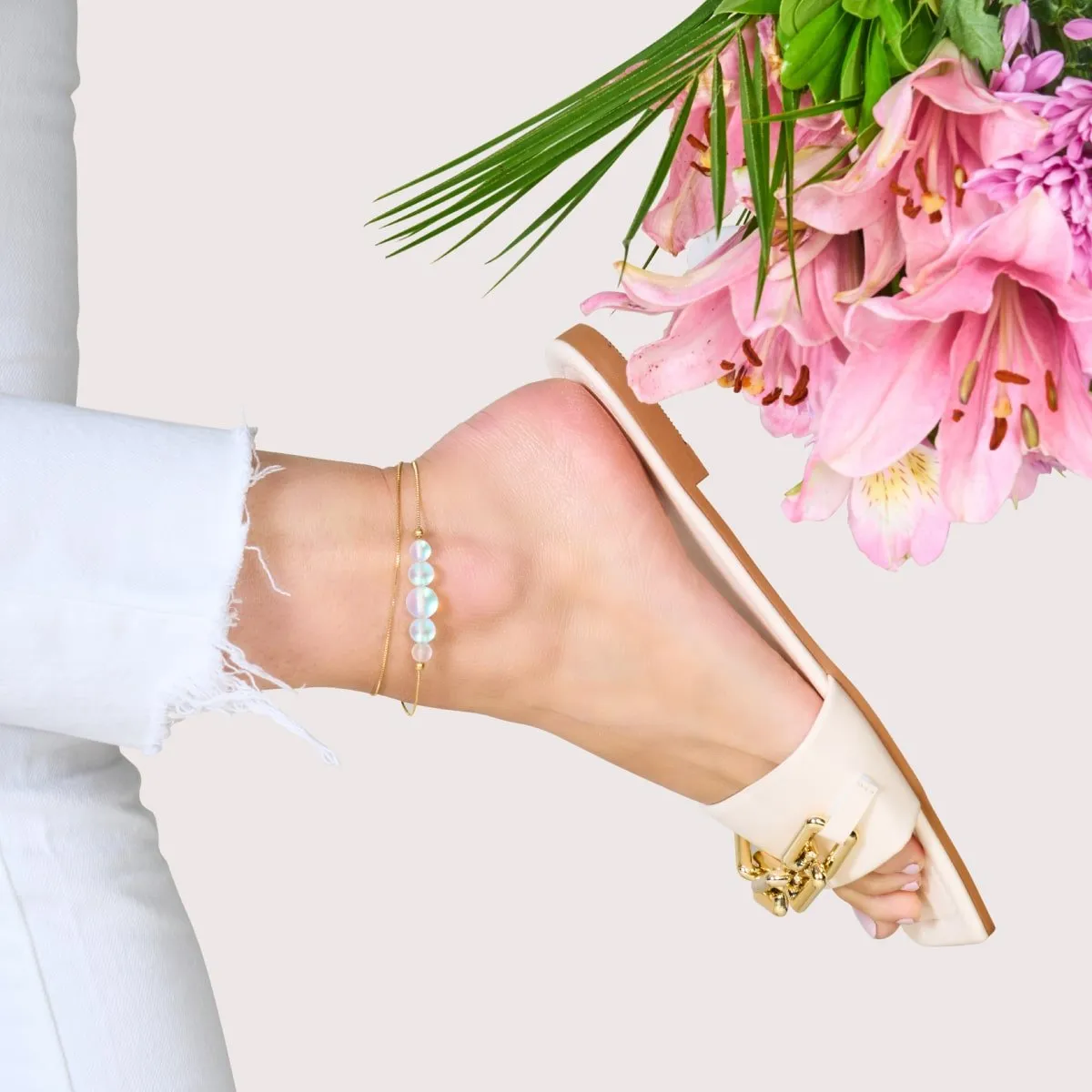 Rainbow White | Gold Vermeil | Mermaid Glass Infinity Clasp Necklace