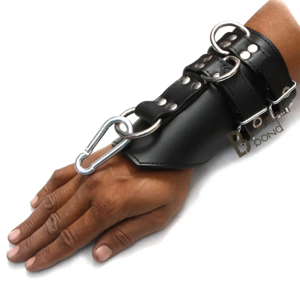 Real Cowhide Leather Bondage Suspension Wrist Cuffs Heavy Duty and durable