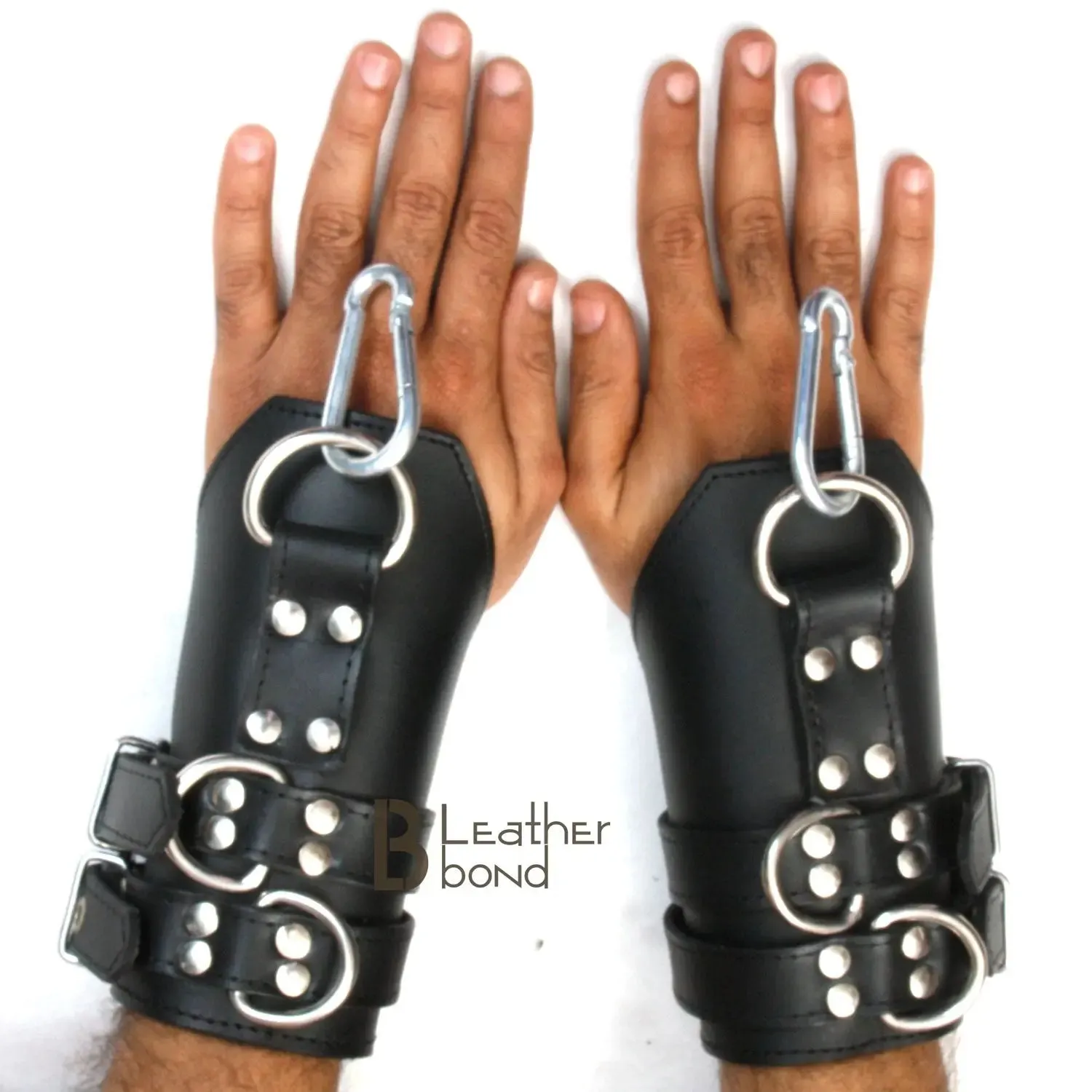 Real Cowhide Leather Bondage Suspension Wrist Cuffs Heavy Duty and durable