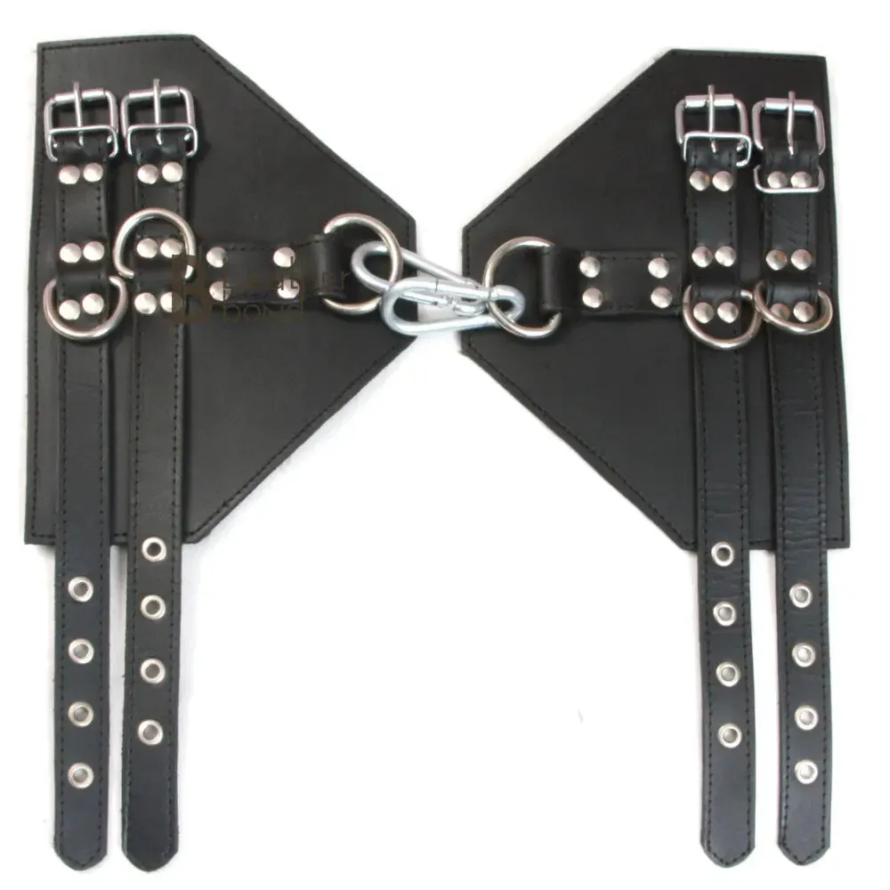 Real Cowhide Leather Bondage Suspension Wrist Cuffs Heavy Duty and durable