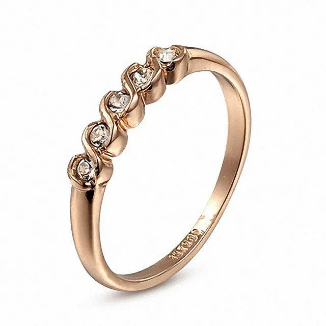 Real Italina Rigant Genuine Austrian Crystal gold Plated Fashion Rings for Women healthy Anti Allergies Zirconia