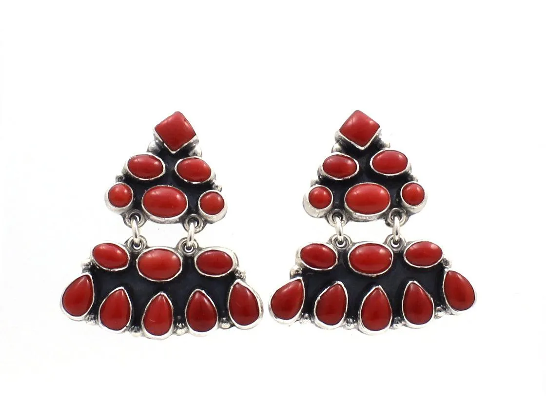 Red Coral Drop Earrings