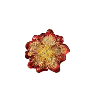 Red Enamel Flower Pin