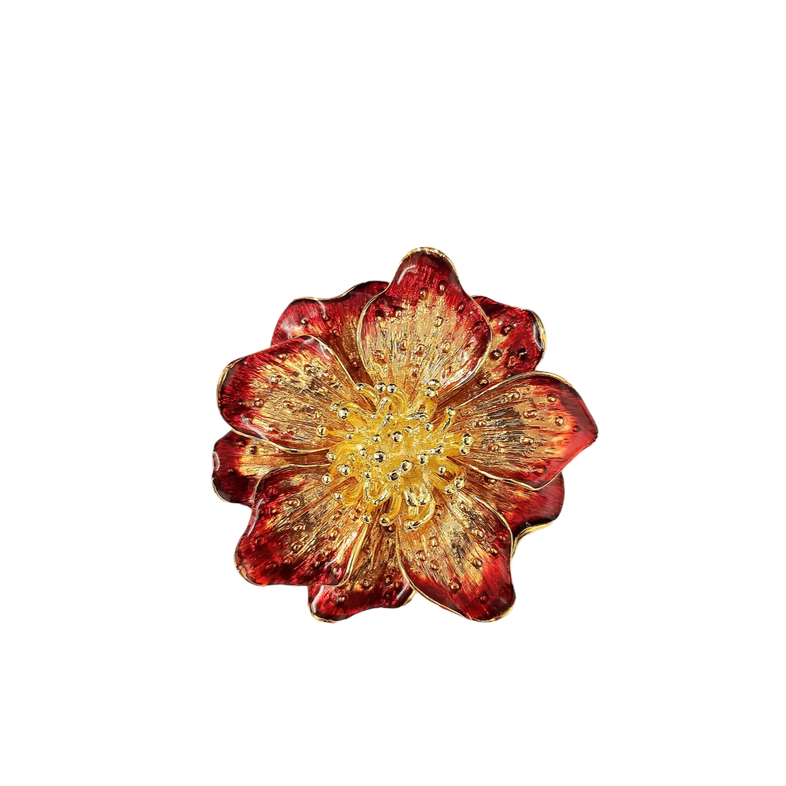 Red Enamel Flower Pin