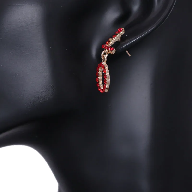 Red Love Letter Rhinestone Dangle Earrings
