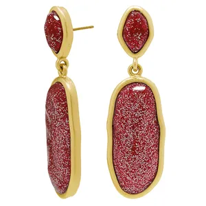 Red Stardust Wire Earrings