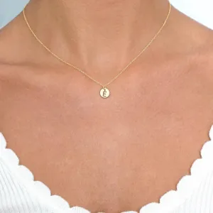 Respect Small Disc Initial Charm 16" Gold Necklace