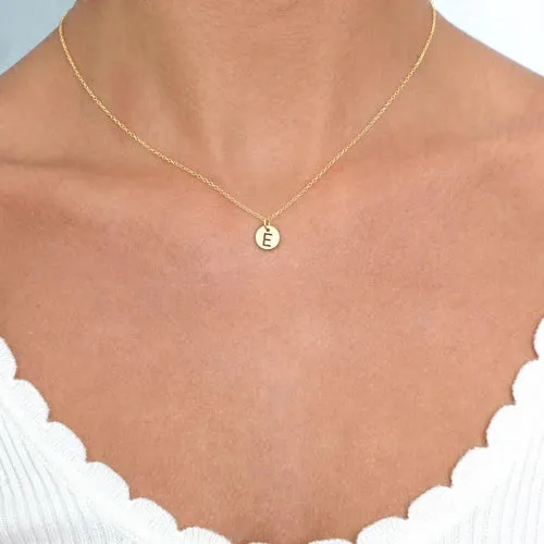 Respect Small Disc Initial Charm 16" Gold Necklace