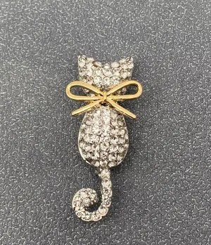 Rhinestone Cat Brooch