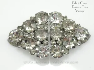 Rhinestone Duette Vintage Convertible Brooch 1940s Huge