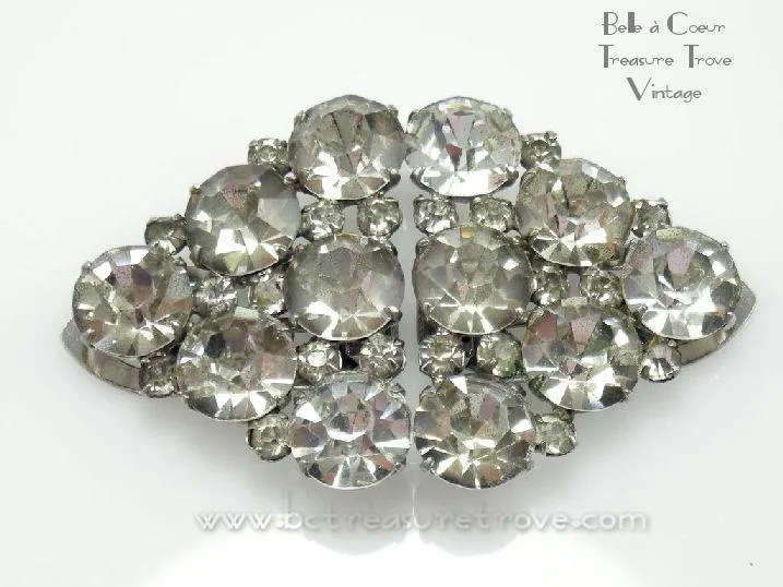 Rhinestone Duette Vintage Convertible Brooch 1940s Huge