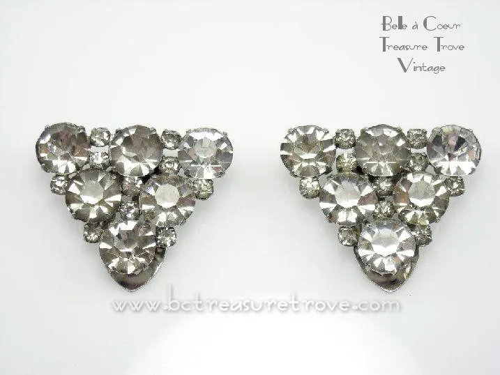 Rhinestone Duette Vintage Convertible Brooch 1940s Huge