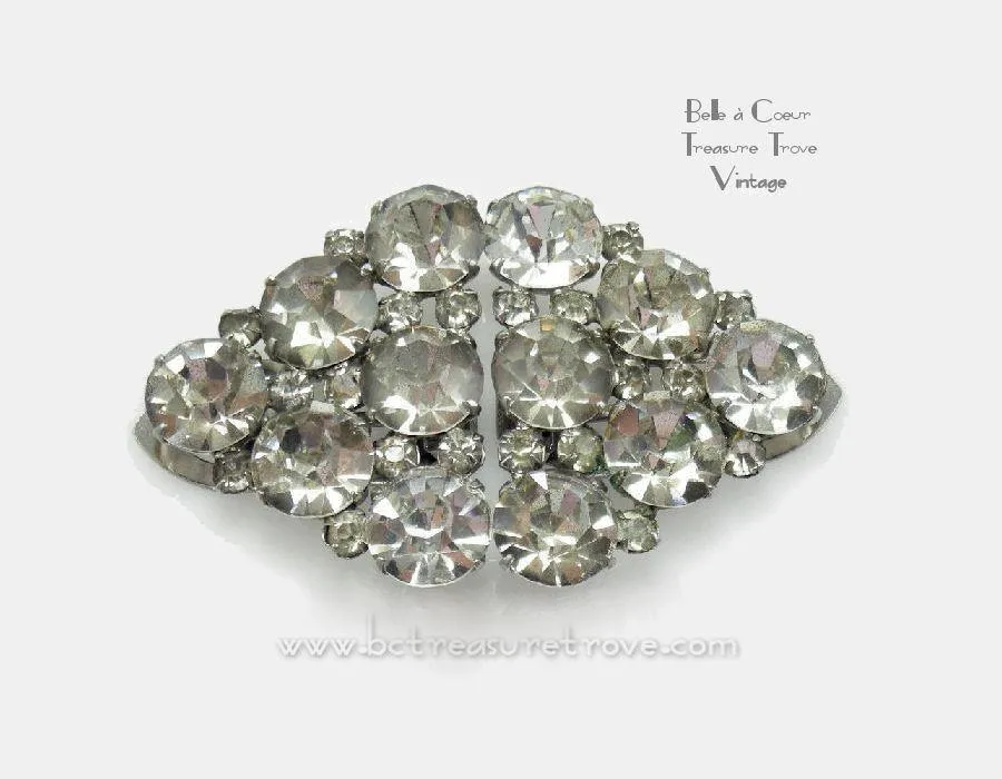 Rhinestone Duette Vintage Convertible Brooch 1940s Huge