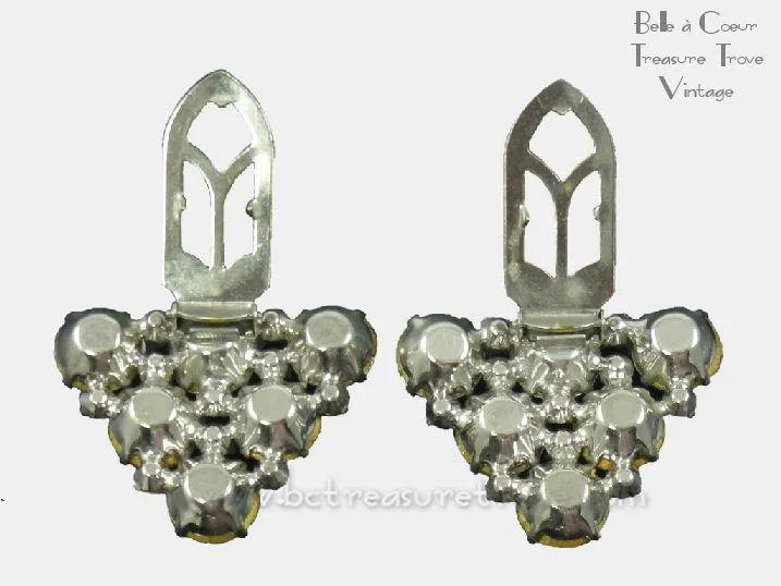 Rhinestone Duette Vintage Convertible Brooch 1940s Huge