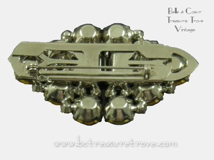 Rhinestone Duette Vintage Convertible Brooch 1940s Huge