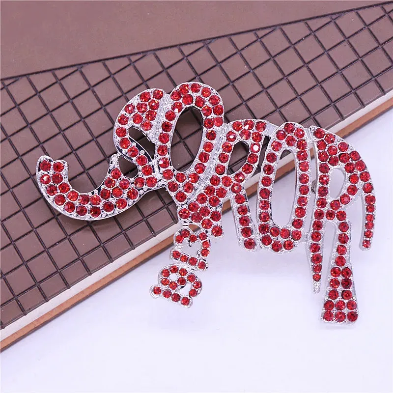 Rhinestone Elephant Soror Brooch