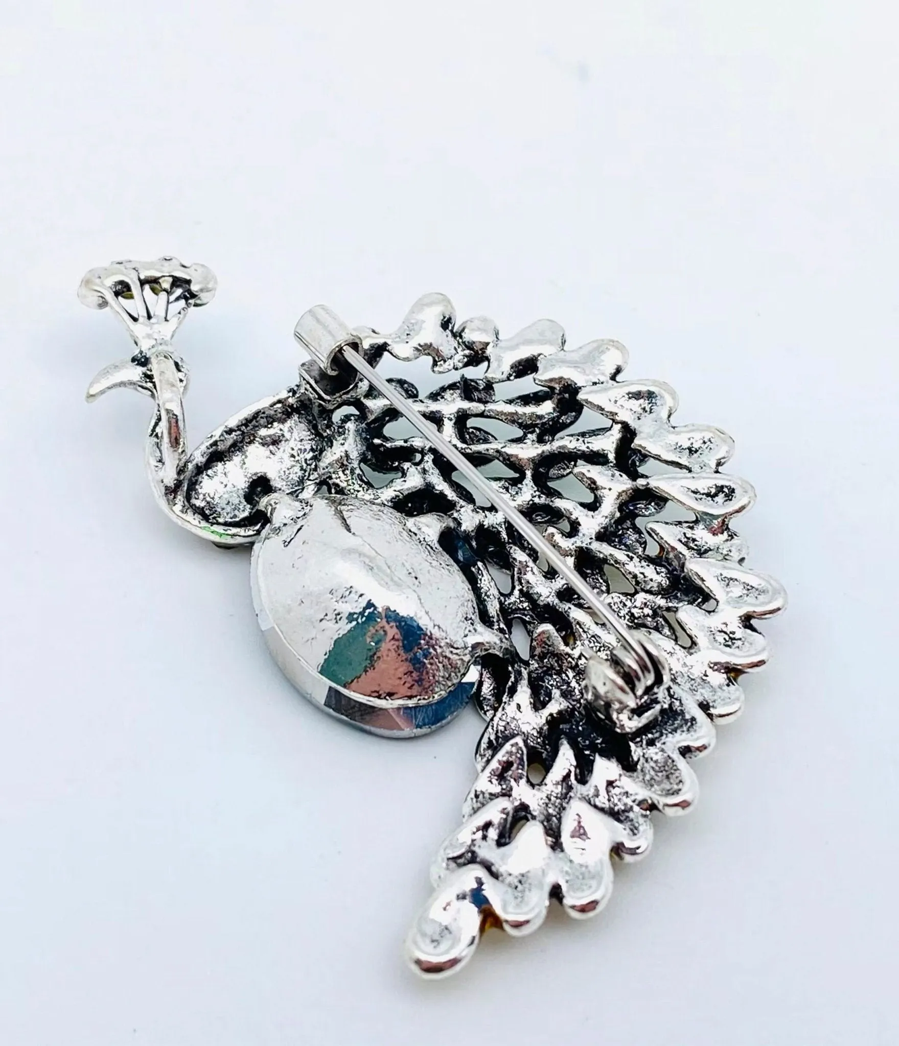 Rhinestone Peacock Enamel Brooch