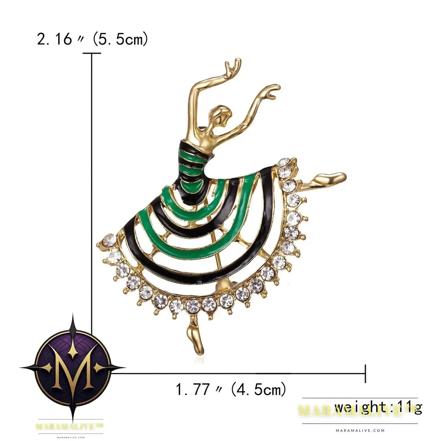 Rhinestone Pearl Dress Dancing Girl Brooches Women Dancer Sports Brooch Pins Gifts