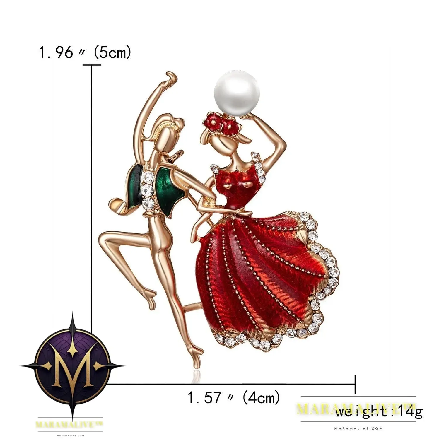 Rhinestone Pearl Dress Dancing Girl Brooches Women Dancer Sports Brooch Pins Gifts