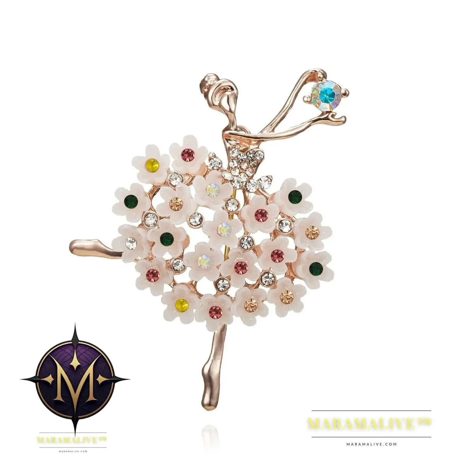 Rhinestone Pearl Dress Dancing Girl Brooches Women Dancer Sports Brooch Pins Gifts